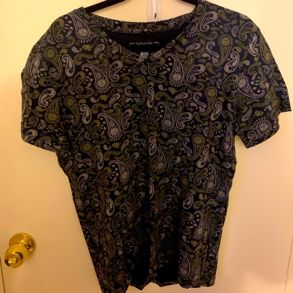 The Library Men’s Graphic T Shirt Vintage Blue Gold Sun God Astrology Sz L